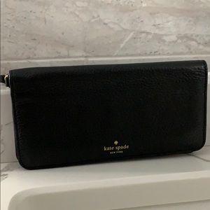 Kate Spade Black checkbook wristlet